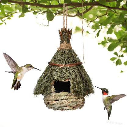 Birds Nest Bird Cage Natural Grass Egg Cage Bird House Outdoor Decorative Weaved Hanging Parrot Nest Houses Pet Bedroom