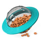 Pet food container with a transparent lid filled with kibble on a white background