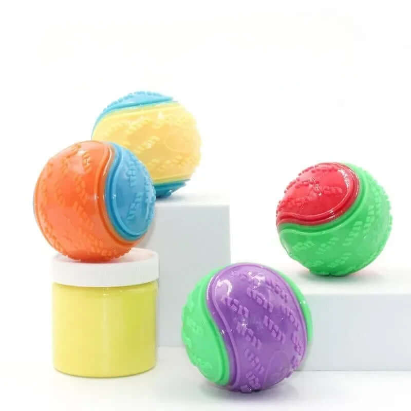 Colorful rubber balls on a white background
