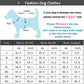 Dog clothing size chart with measurements and instructions on how to choose the right size.