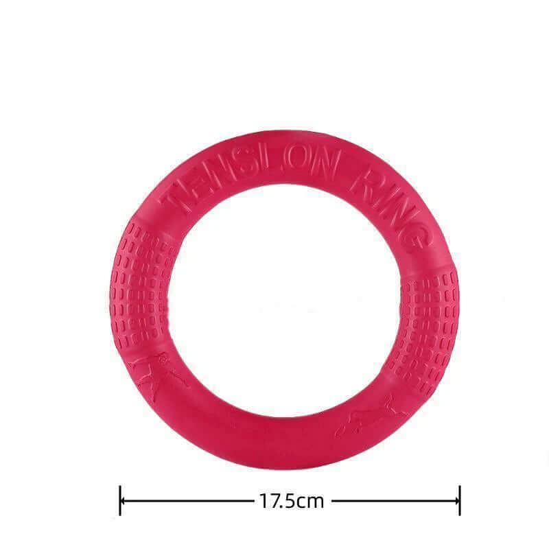 Pink rubber ring with measurement label on a white background