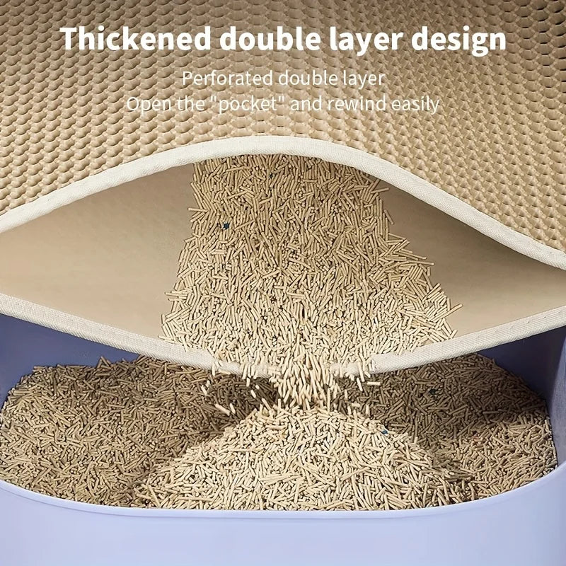 Cat litter box with a thickened double layer design showing perforated opening.