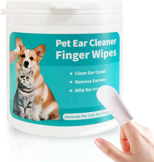 Pet Ear Wipes for Cats & Dogs – Soft Finger Pads for Gentle Ear Cleaning and Soothing Care