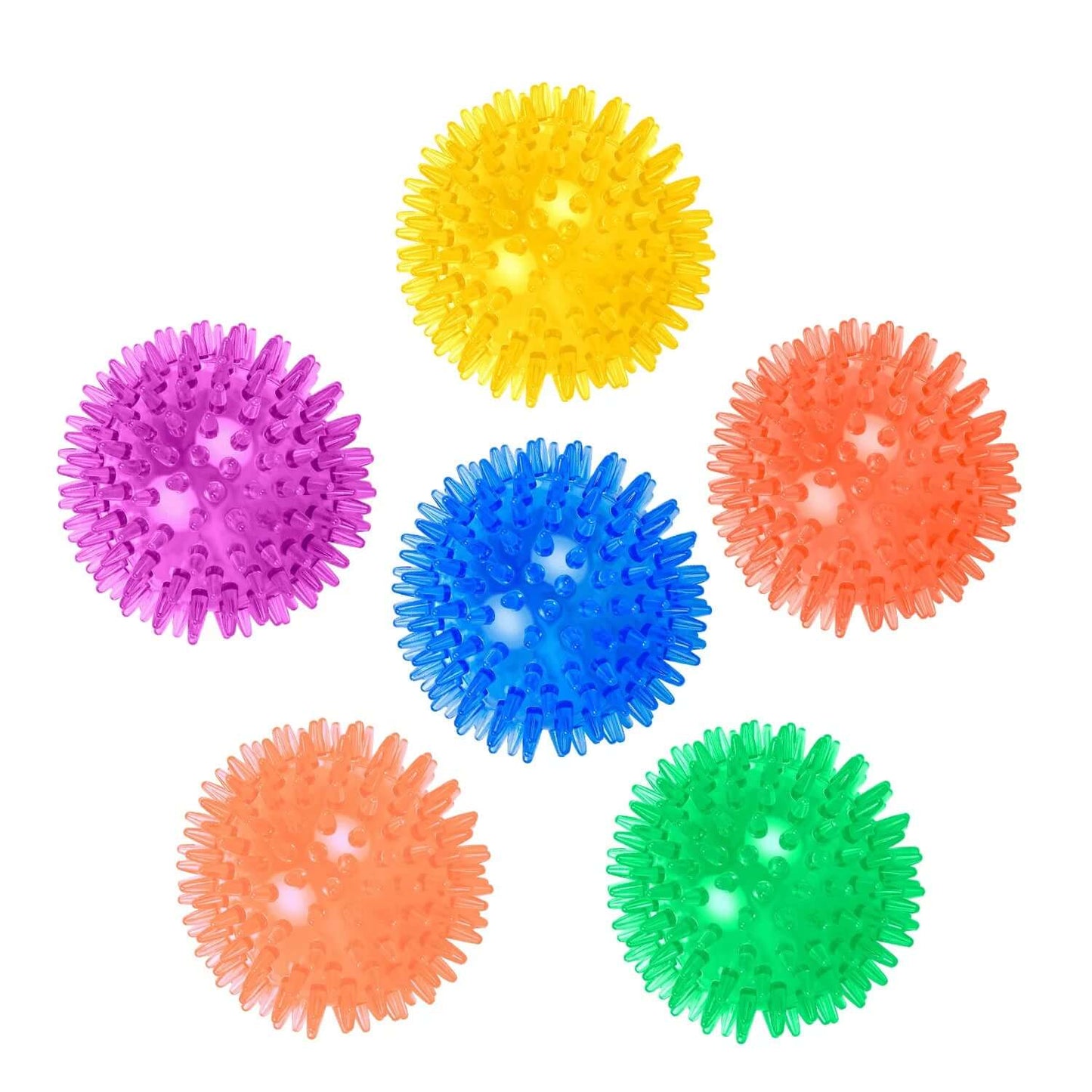 Set of colorful spiky balls on a white background