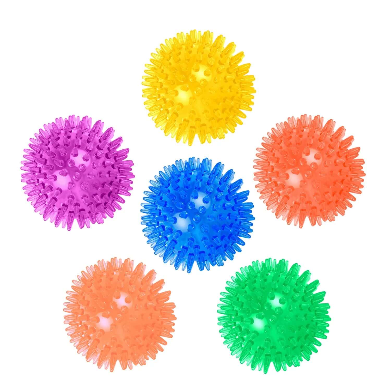 Set of colorful spiky balls on a white background