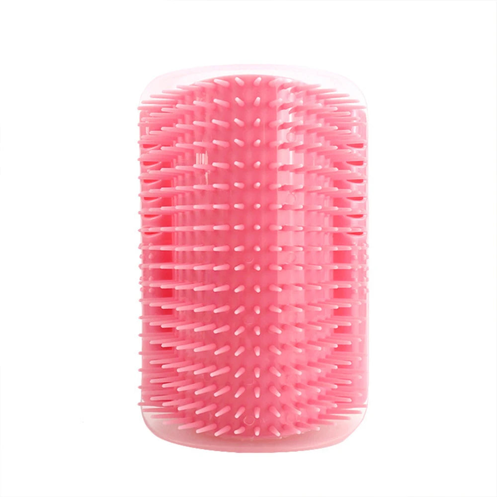 Pink hairbrush on a white background