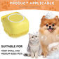 Pet grooming brush with a dog, cat, and kitten on a white background