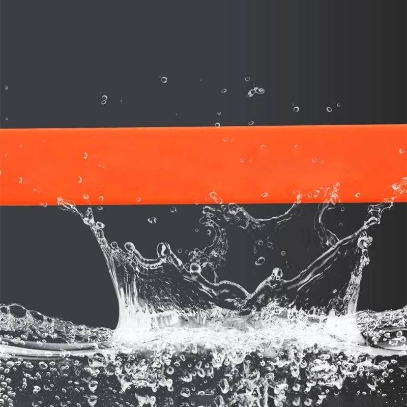 Orange stripe over a black and white water splash background