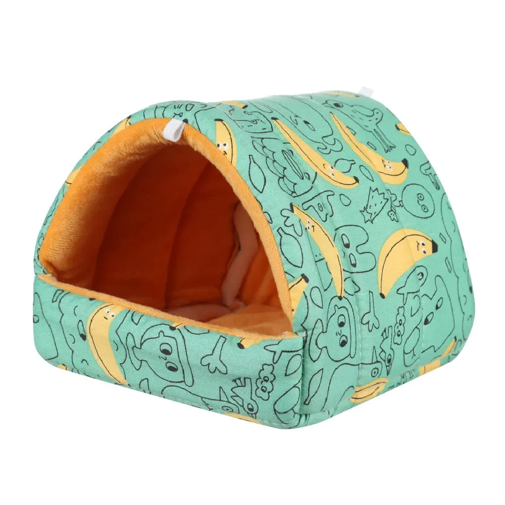 Pet bed with cartoon dinosaur pattern on a white background