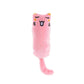 Pink cat-shaped plush toy on a white background
