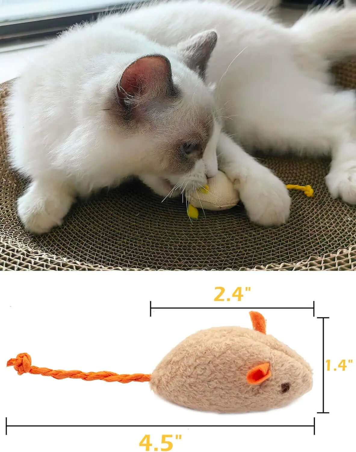 Rattle Catnip Mouse Toy Pack – Faux Fur Interactive Mice for Indoor Cats & Kittens