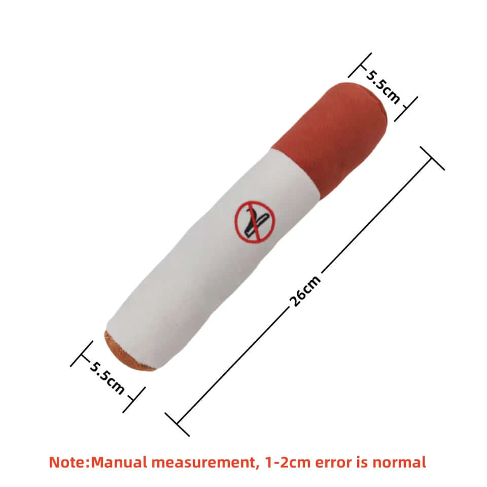Measurement chart of a white cylindrical object with red ends on a white background