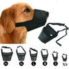 Dog muzzle with size chart on a white background
