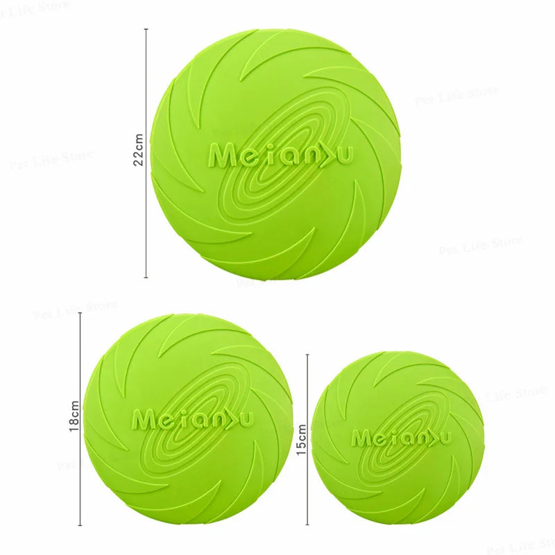 Three green silicone balls with 'Meitanu' branding and dimensions on a white background