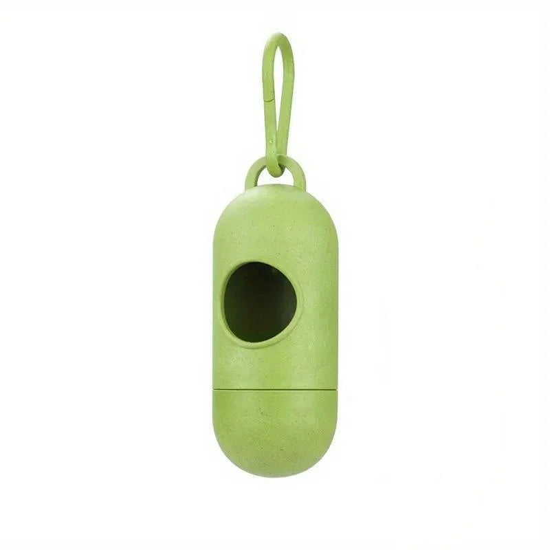 Green portable pet water bottle with a hook on a white background