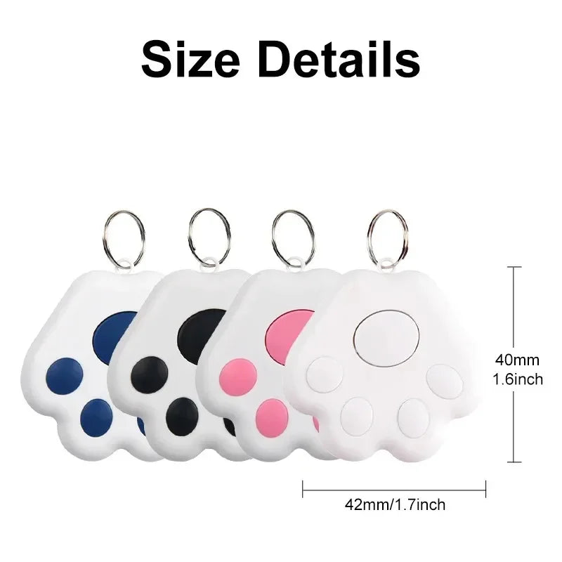 Four cloud-shaped keychains with color swatches and size measurements on a white background