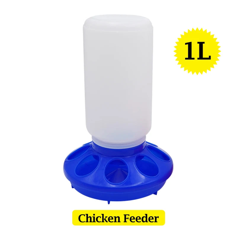 Chicken feeder with a 1L capacity on a white background