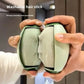 Two hands holding a washable hair stick with text indicating its washability, viscosity, and recyclability.