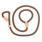 Brown dog leash with rose gold hardware on a white background