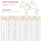Dog measurement chart for sizing with a diagram of how to measure a dog.