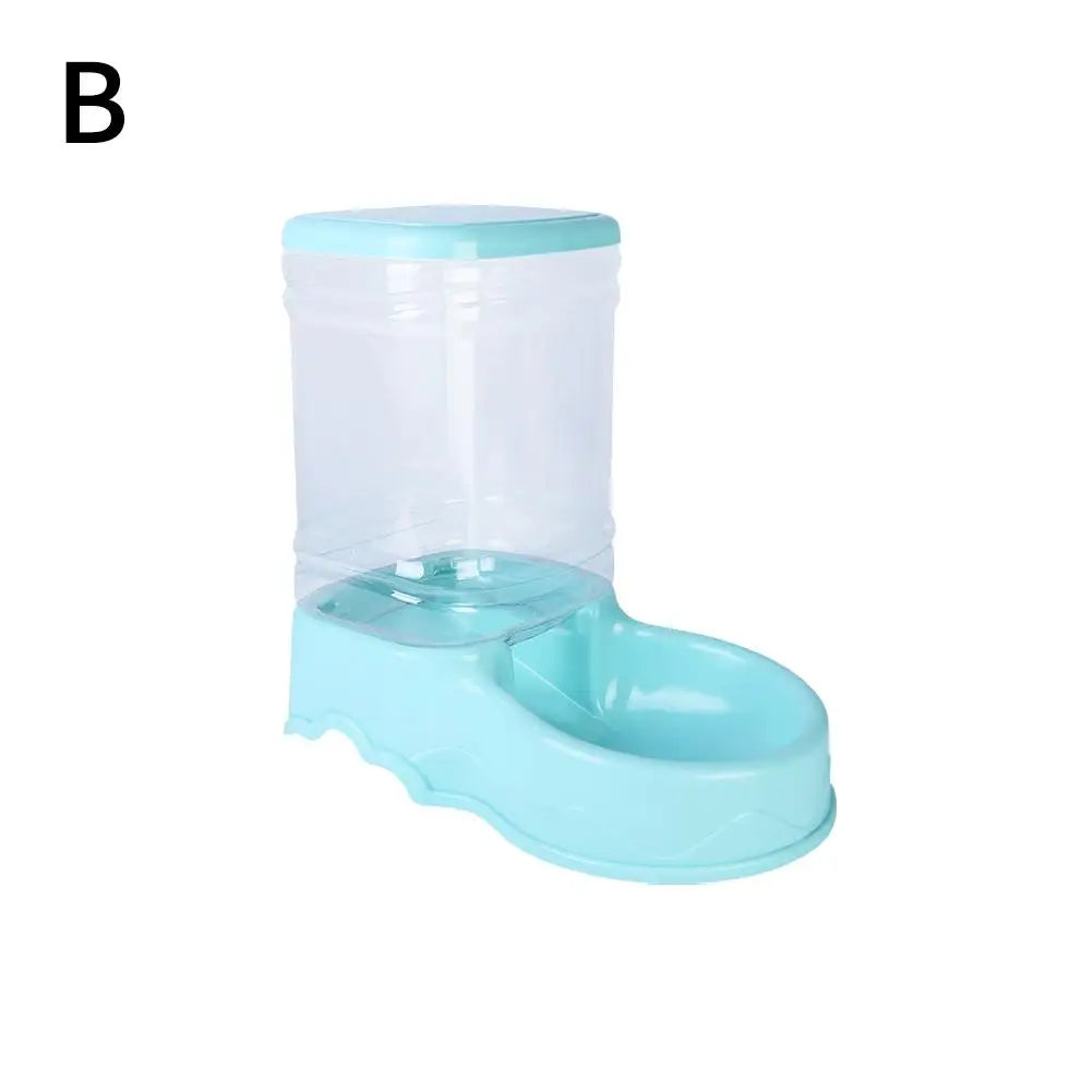 Pet water and food bowl shaped like a boot with a white top and light blue base on a white background.