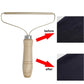 Textile roller with wooden handle and metal wire, showing 'before' and 'after' fabric texture comparison on a white background.