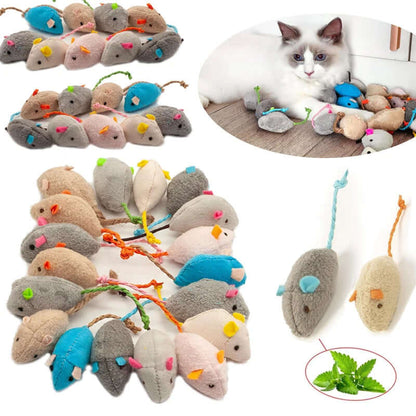 Rattle Catnip Mouse Toy Pack – Faux Fur Interactive Mice for Indoor Cats & Kittens
