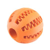 Orange rubber ball with textured surface on a white background