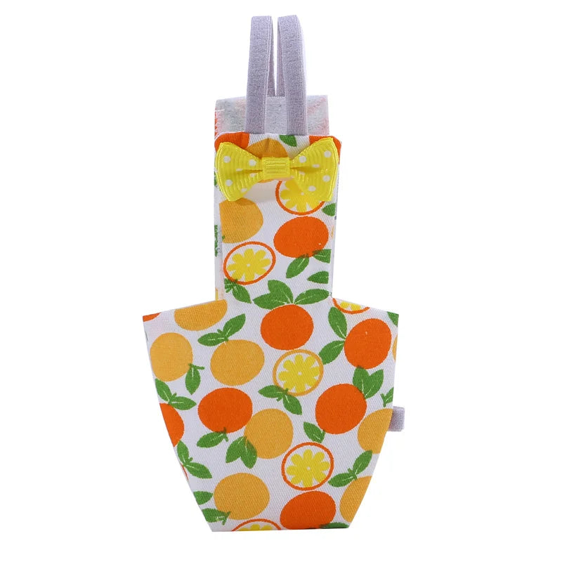 Reusable shopping bag with orange and lemon pattern on a white background