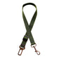 Green dog leash with metal clip on a white background