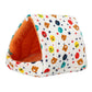 Pet bed with colorful bear and star pattern on a white background
