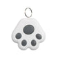 White paw-shaped keychain with black spots on a white background