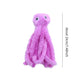 Pink plush toy with measurement details on a white background