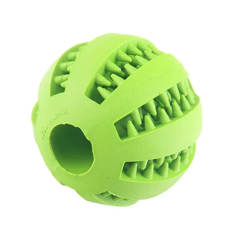 Green textured ball toy on a white background