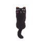 Black cat-shaped sock with white eyes and pink blush on a white background