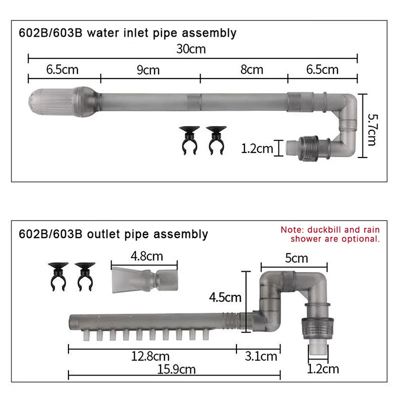 Aquarium Canister Filter Kit, External Fish Tank Filtration System, Inlet Outlet Tube, Rain Spray Bar, Outflow Pipe Complete Set