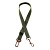 Green dog leash with metal clip on a white background