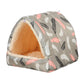 Pet bed with feather pattern on a white background