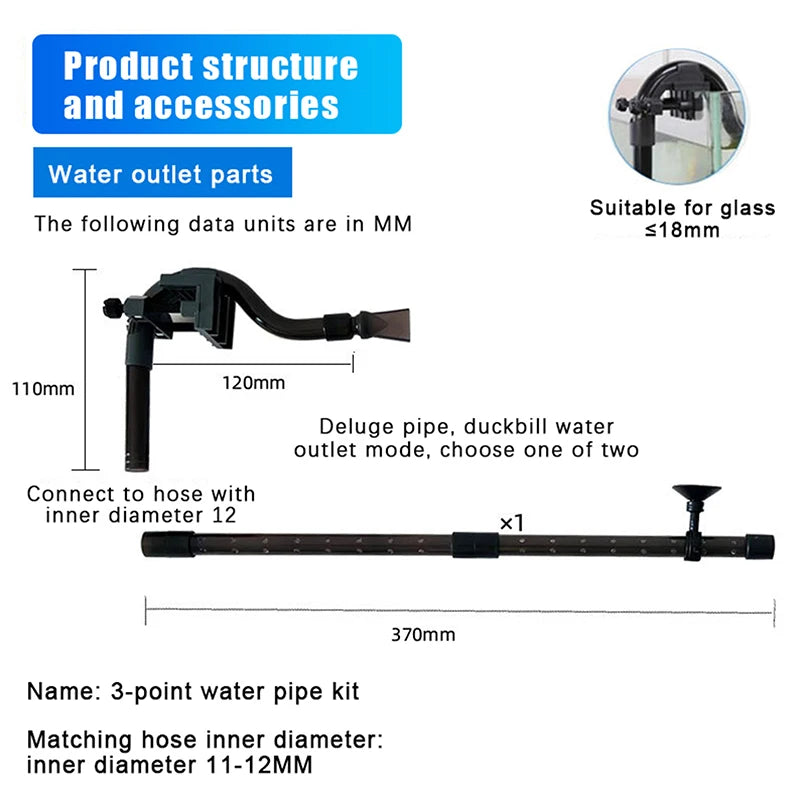 Aquarium Canister Filter Kit, External Fish Tank Filtration System, Inlet Outlet Tube, Rain Spray Bar, Outflow Pipe Complete Set
