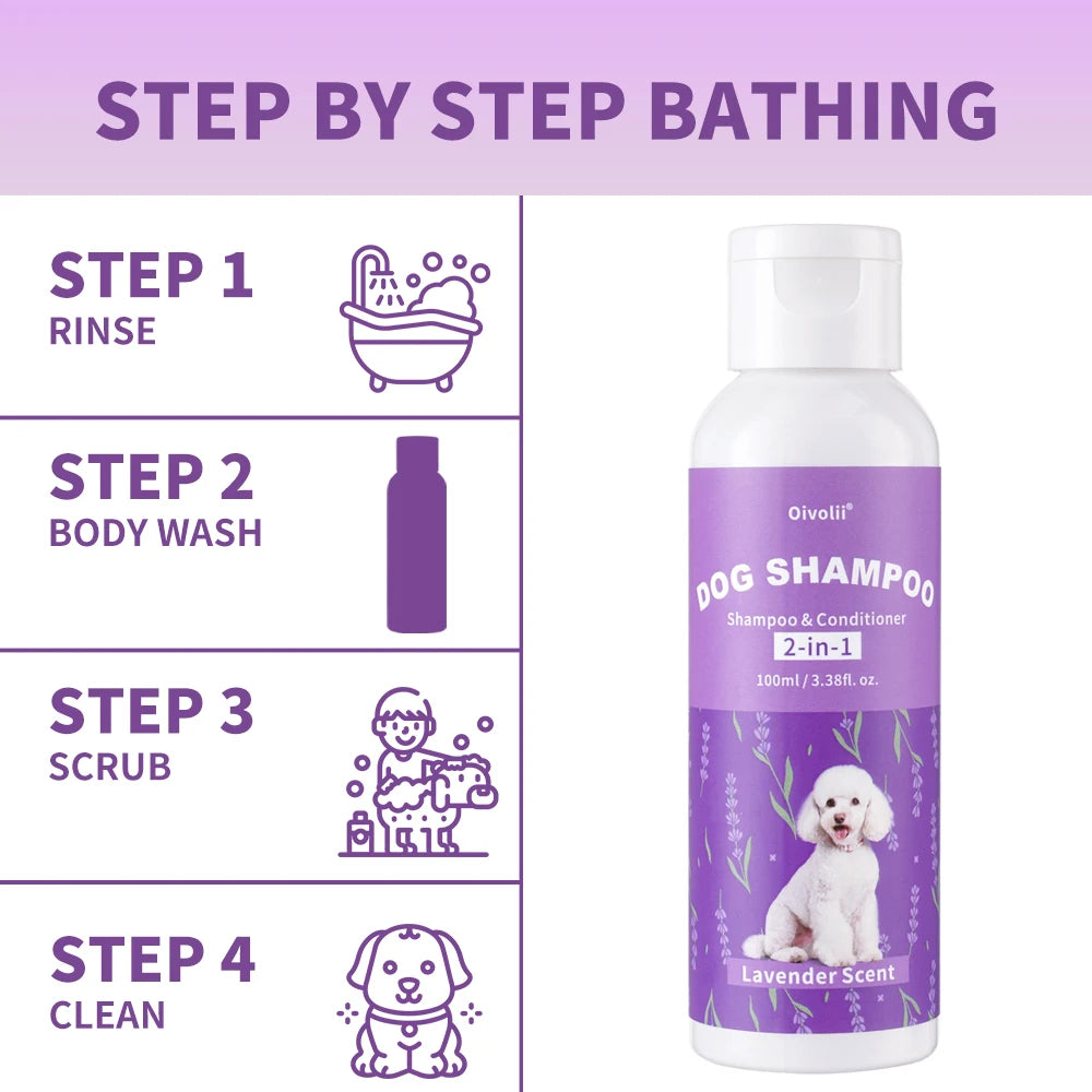 Dog Shampoo And Conditioner 2-in-1 Lavender Fragrance Cleansing Decontamination Refreshing Smooth Coat Soft Hair