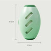 Green electronic device with dimensions indicated on a light gray background