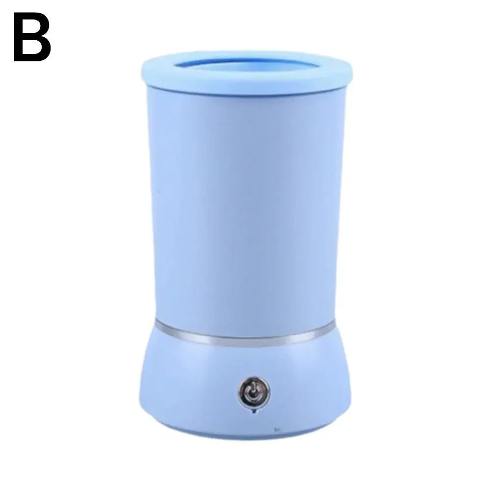 Blue cylindrical humidifier on a white background