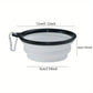 Collapsible silicone bowl with measurements on a white background