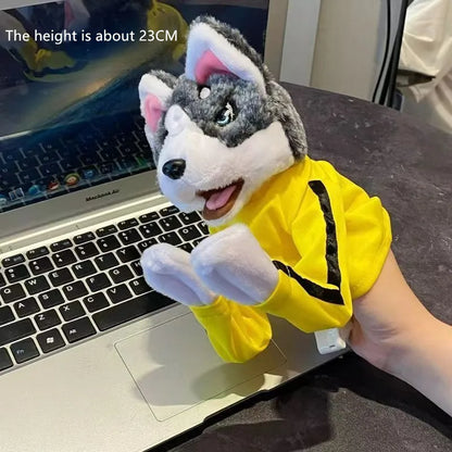 Kung Fu dog hand doll toys, boxing kangaroos, plush funny, interactive fun, sound effects, funny electric toys