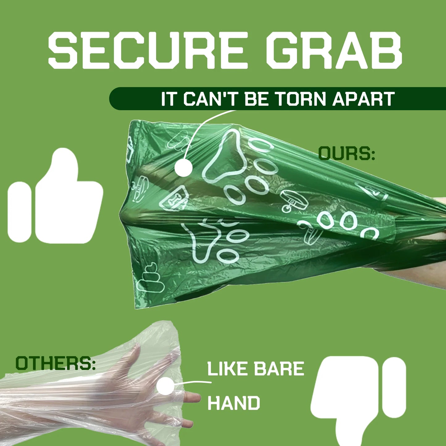 Green plastic wrap with text and graphics on a green background