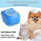 Pet grooming brush with a dog and cat on a white background