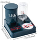 Pet feeder with measurement details on a white background