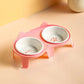 Ceramic Cat Bowl Double Bowl - Elevated Slanted Pet Food Water Bowls, High-Quality Kitten Feeding Drinking Bowls, Pet Supplies