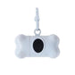 White bone-shaped pet toy with a black center on a white background