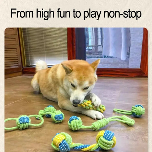 Dog Toy Rope Ball Toy for Dogs Training Toy for Dogs Teeth Cleaning Tug Toy Interactive Knot Rope Resistant To Biting Molars